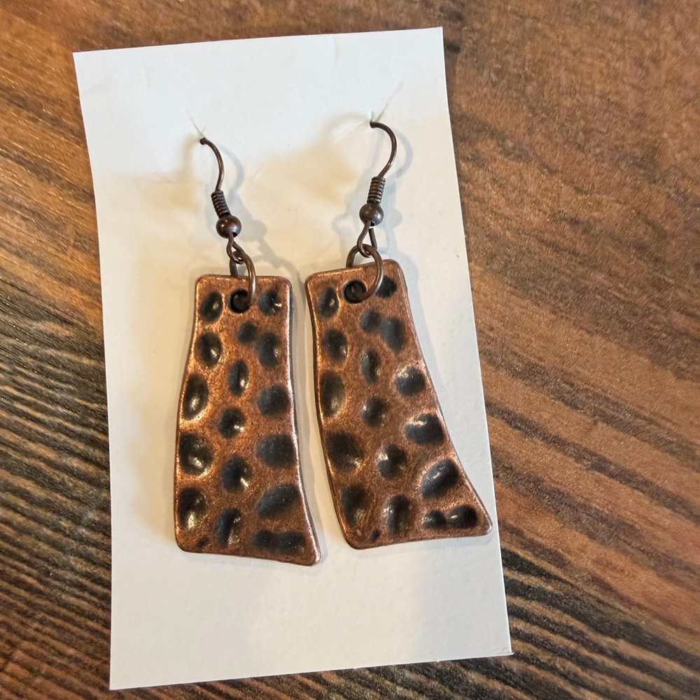 Textured Copper Earrings